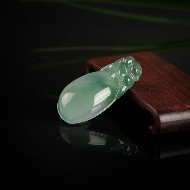 天然飘花翡翠福寿健康吊坠-红掌柜