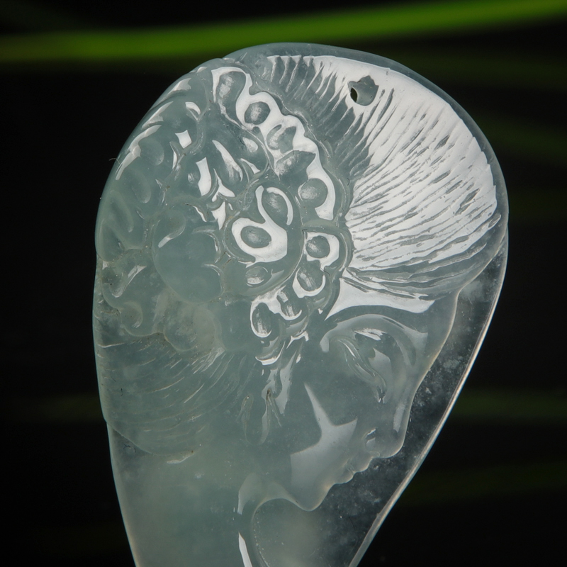 缅甸翡翠海神之女吊坠-红掌柜