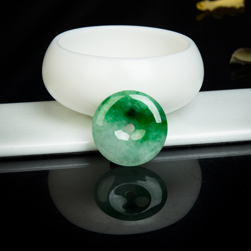 天然缅甸翡翠平安扣吊坠-红掌柜