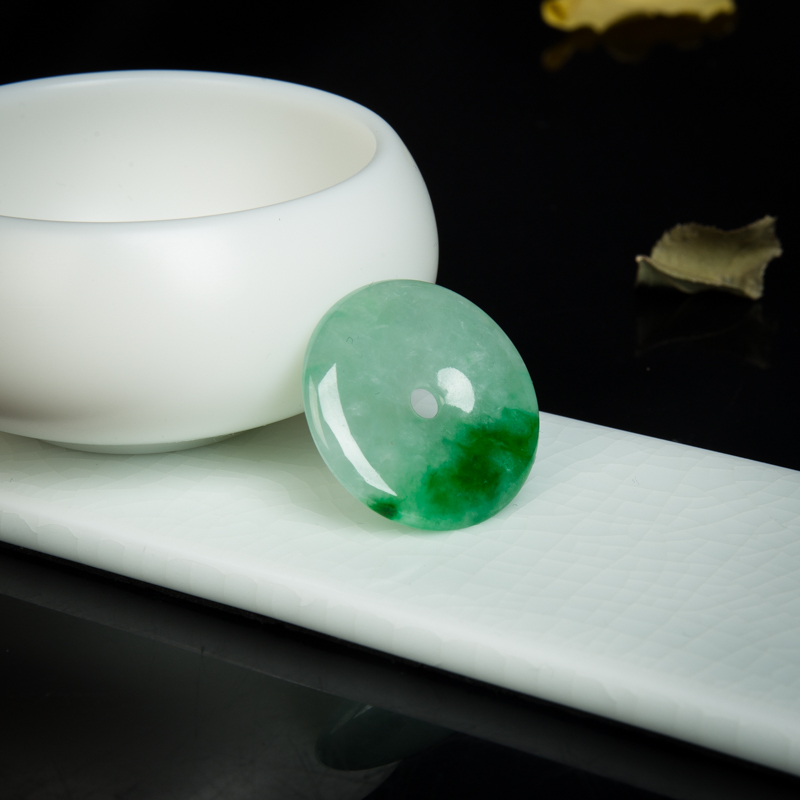 缅甸翡翠平安扣吊坠-红掌柜