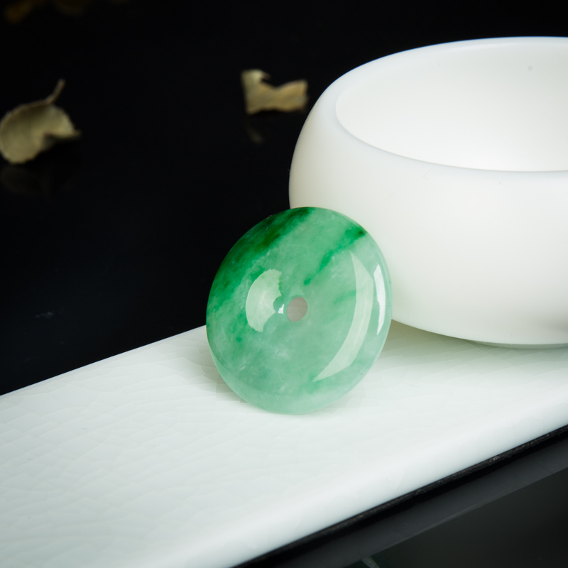 缅甸翡翠平安扣吊坠-红掌柜