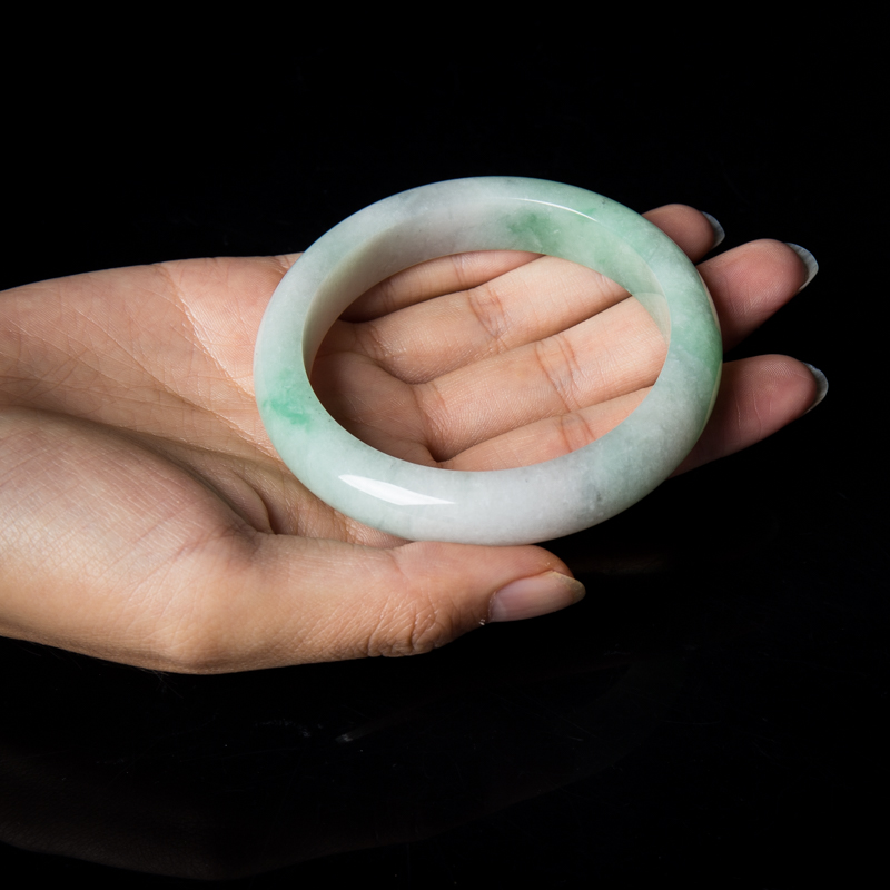 天然豆种飘翠翡翠平安镯-红掌柜