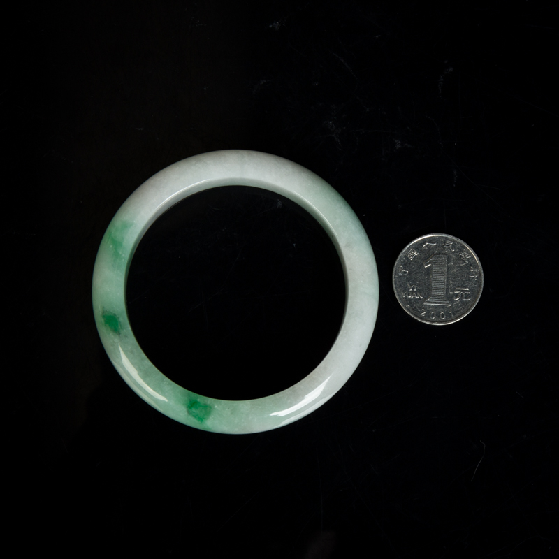 58mm豆种飘翠翡翠平安镯-红掌柜