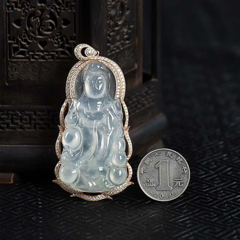 冰种翡翠吊坠-红掌柜