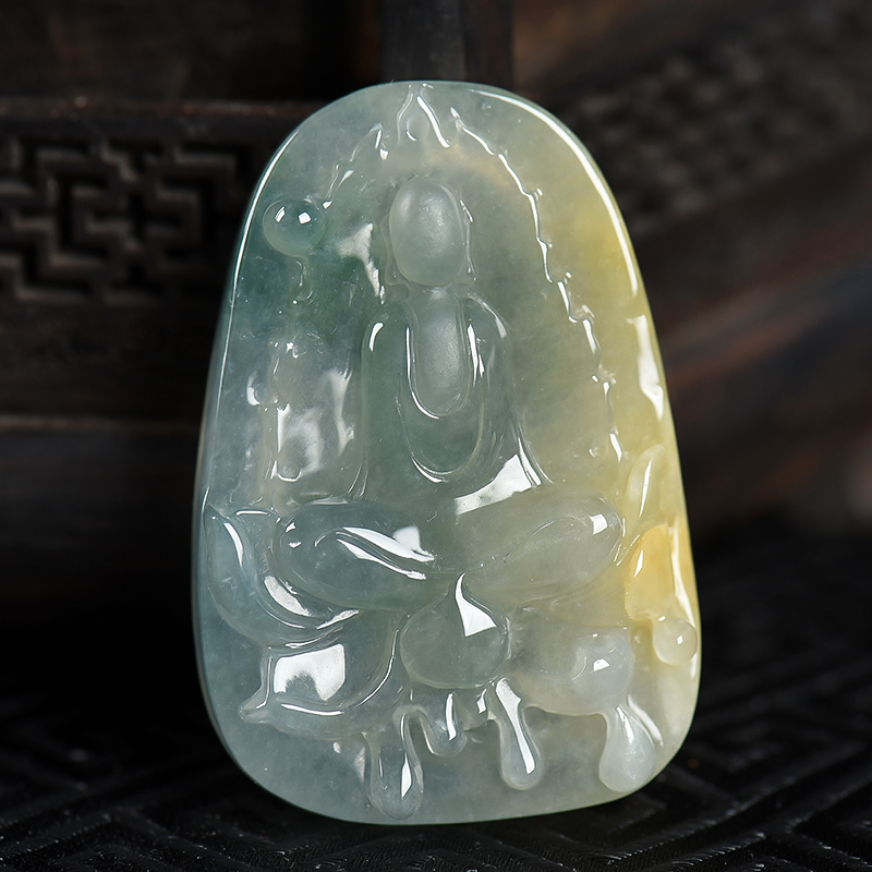 缅甸天然糯冰种俏色翡翠吊坠-红掌柜