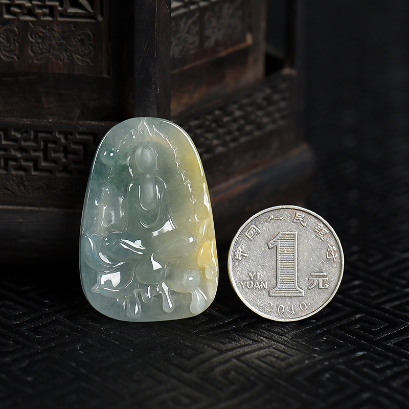 糯冰种翡翠悟道吊坠-红掌柜