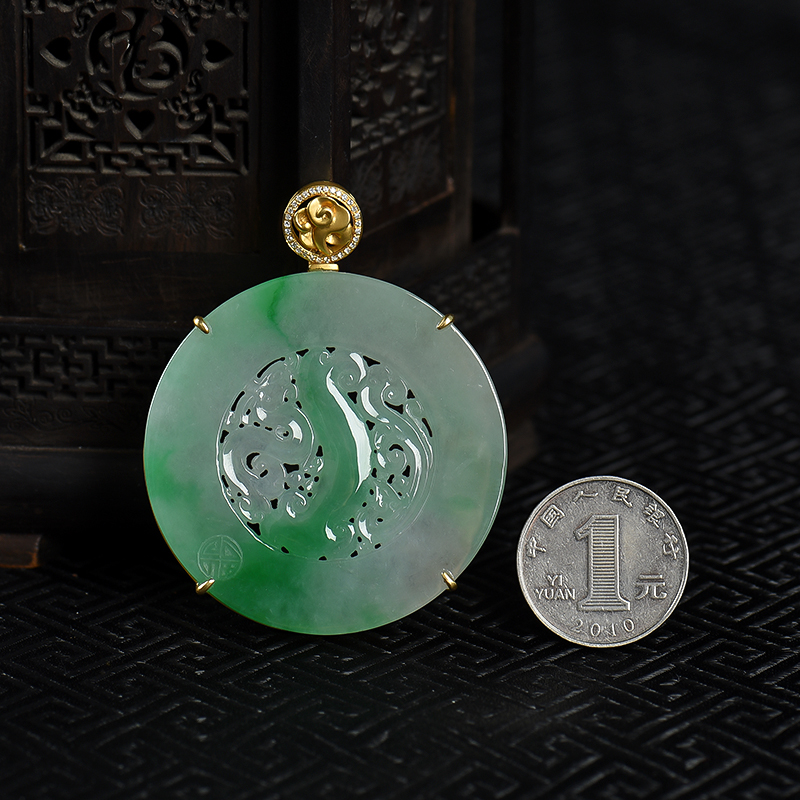 飘翠翡翠龙凤呈祥吊坠-红掌柜