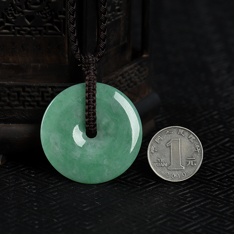 缅甸天然翡翠平安扣吊坠-红掌柜