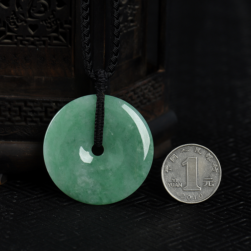 缅甸天然翡翠平安扣吊坠-红掌柜