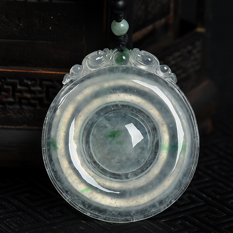 缅甸天然冰种飘翠翡翠吊坠-红掌柜