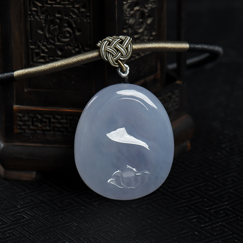 缅甸天然紫色翡翠观音吊坠-红掌柜