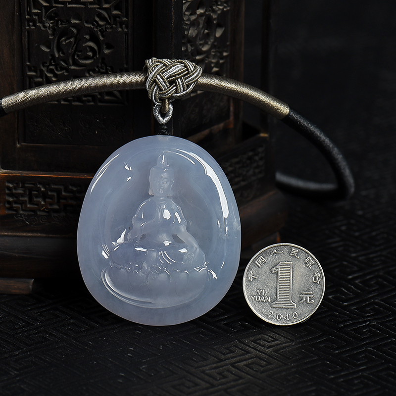 浅紫色翡翠观音吊坠-红掌柜