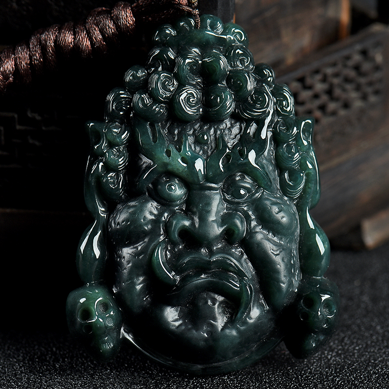 糯种蓝绿翡翠不动明王-红掌柜
