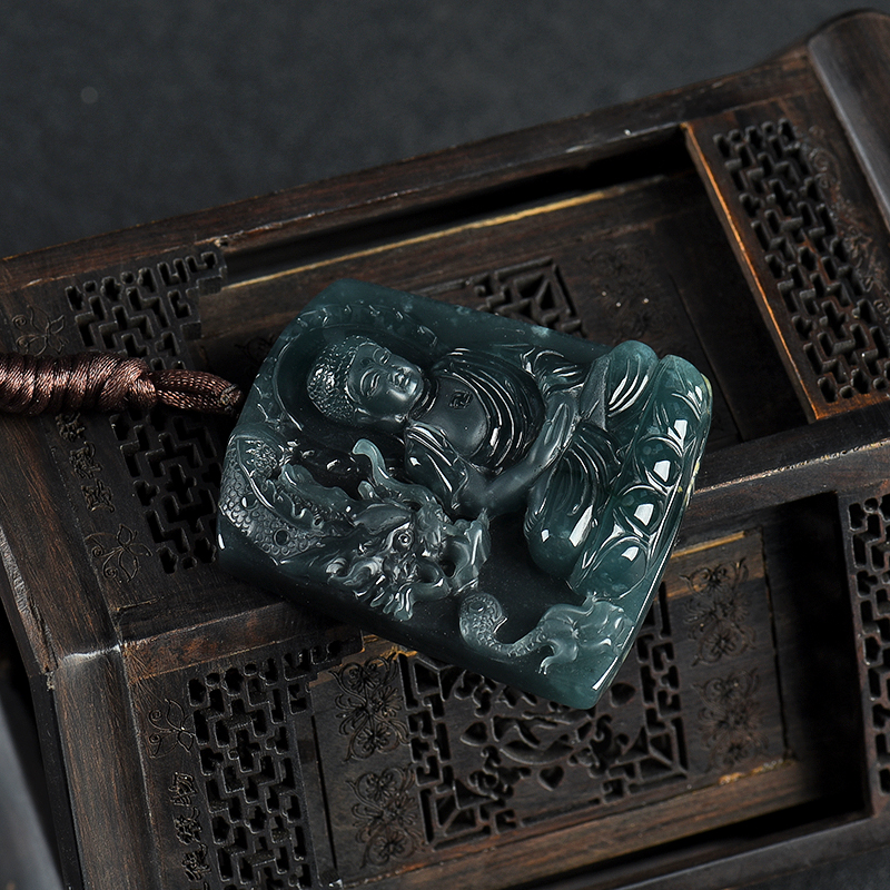 糯种蓝水翡翠大日如来-红掌柜
