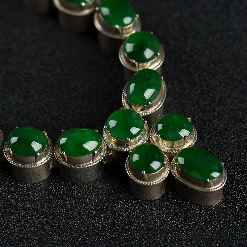 糯种翡翠蛋面项链-红掌柜