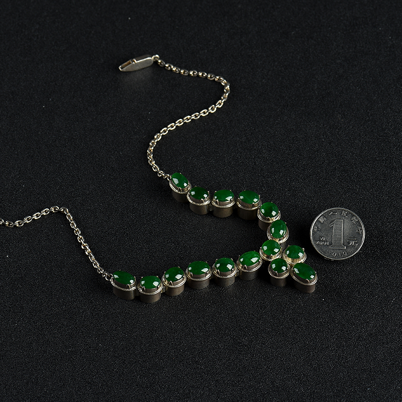 翠绿翡翠项链-红掌柜