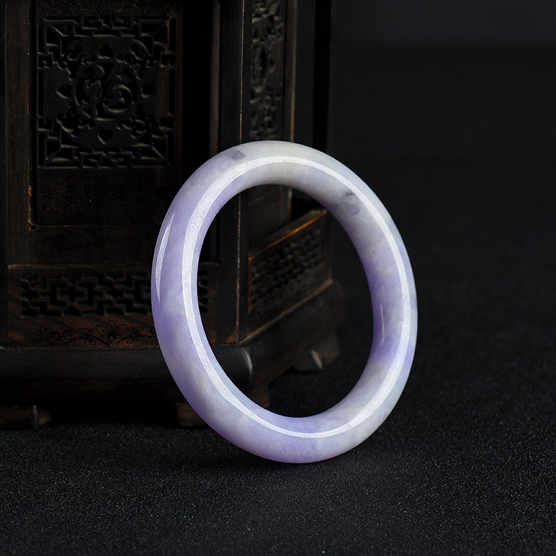 豆种紫罗兰翡翠圆镯-红掌柜