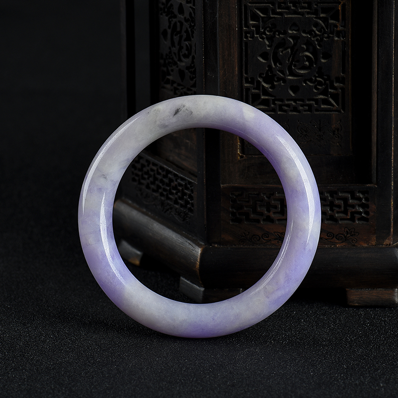 豆种翡翠圆镯-红掌柜