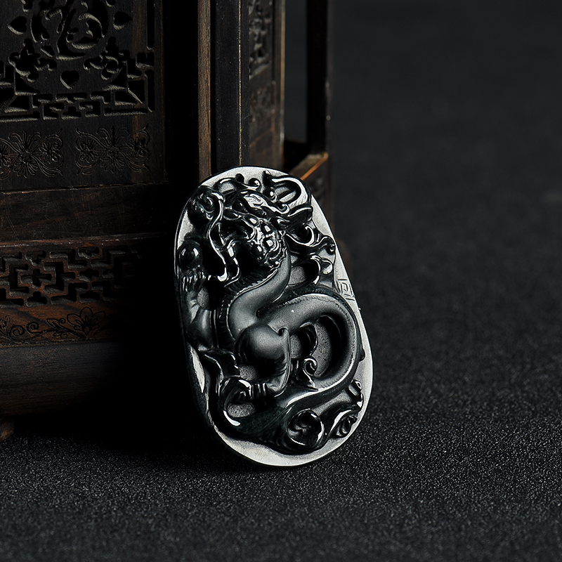 墨翠翡翠辰龙吊坠-红掌柜