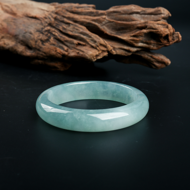 56.5mm糯冰种晴水天然翡翠手镯-红掌柜