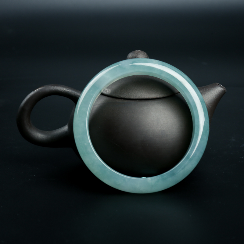 56.5mm糯冰种天然晴水翡翠手镯-红掌柜