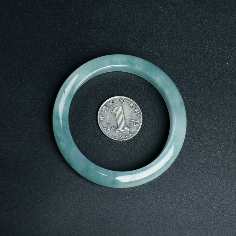 56.5mm糯冰种晴水翡翠手镯-红掌柜