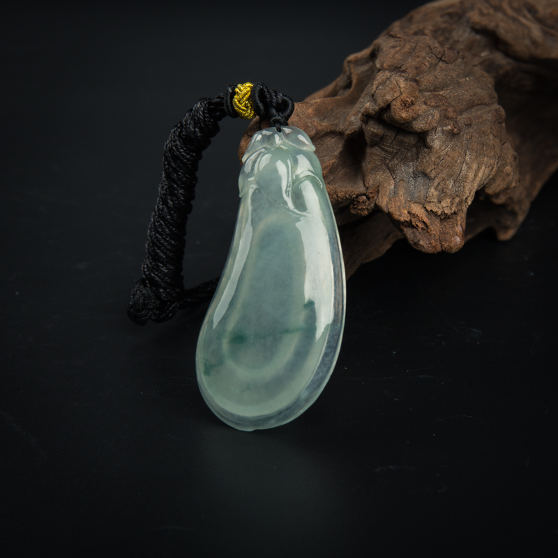 糯冰种飘花翡翠吊坠-红掌柜