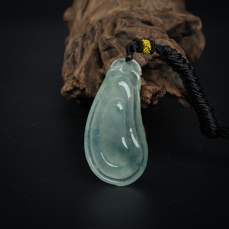 糯冰种飘花天然翡翠福瓜吊坠-红掌柜