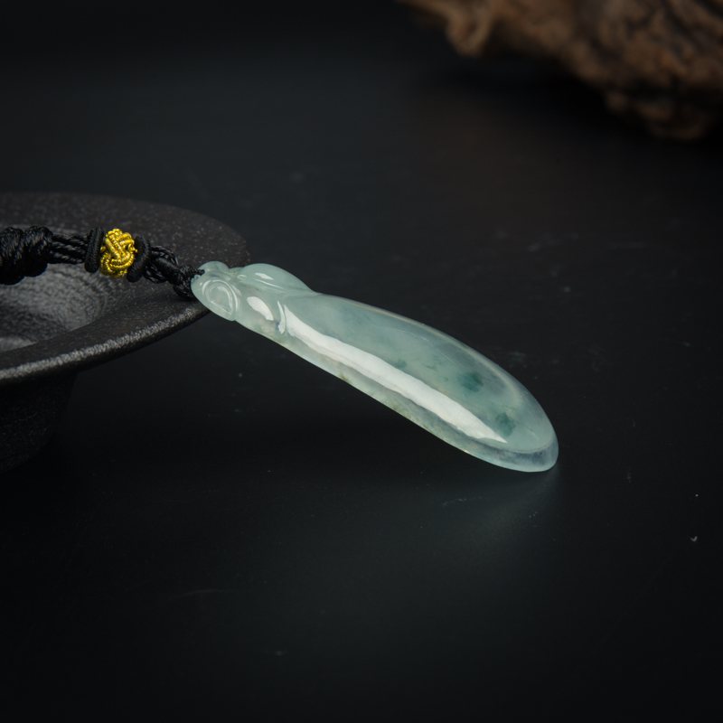 糯冰种天然飘花翡翠福瓜吊坠-红掌柜