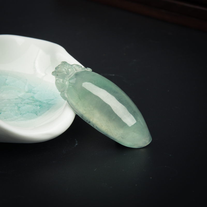 天然飘翠翡翠福寿吊坠-红掌柜