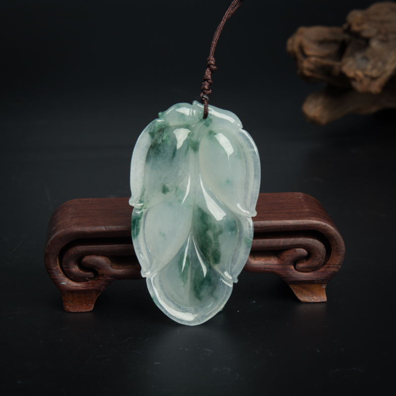 糯种飘花天然翡翠金枝玉叶吊坠-红掌柜