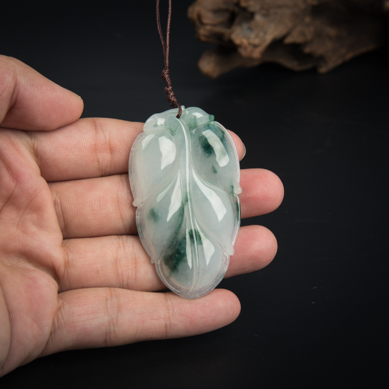 天然糯种飘花翡翠金枝玉叶吊坠-红掌柜