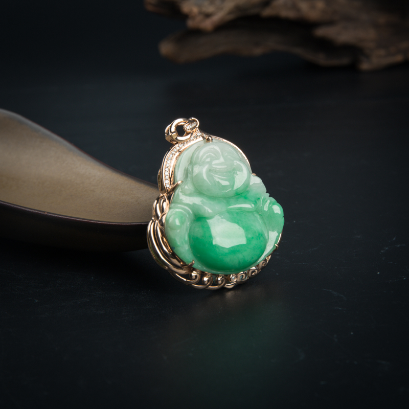 翡翠弥勒佛吊坠-红掌柜