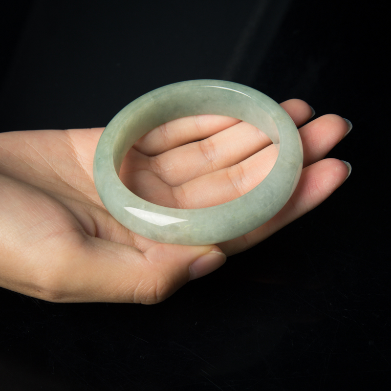 57mm天然豆种翡翠手镯-红掌柜