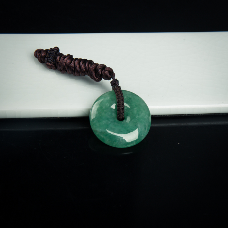 豆种豆绿缅甸翡翠平安扣吊坠-红掌柜