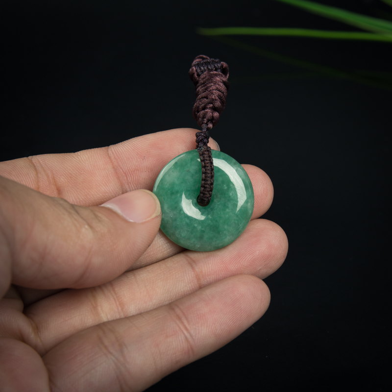 天然豆种豆绿翡翠平安扣吊坠-红掌柜