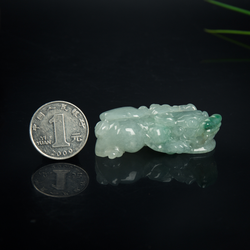 糯冰种飘翠翡翠貔貅吊坠-红掌柜