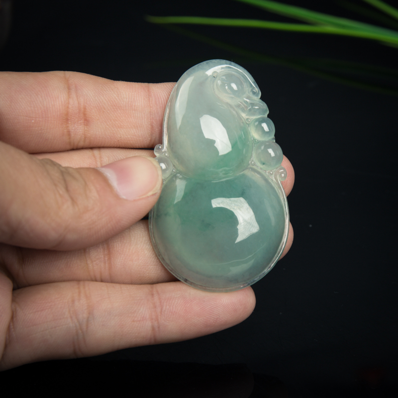 天然糯冰种飘翠翡翠福禄吊坠-红掌柜