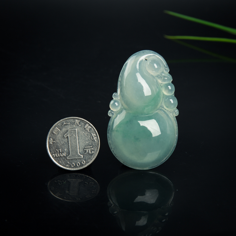 糯冰种飘翠翡翠福禄吊坠-红掌柜