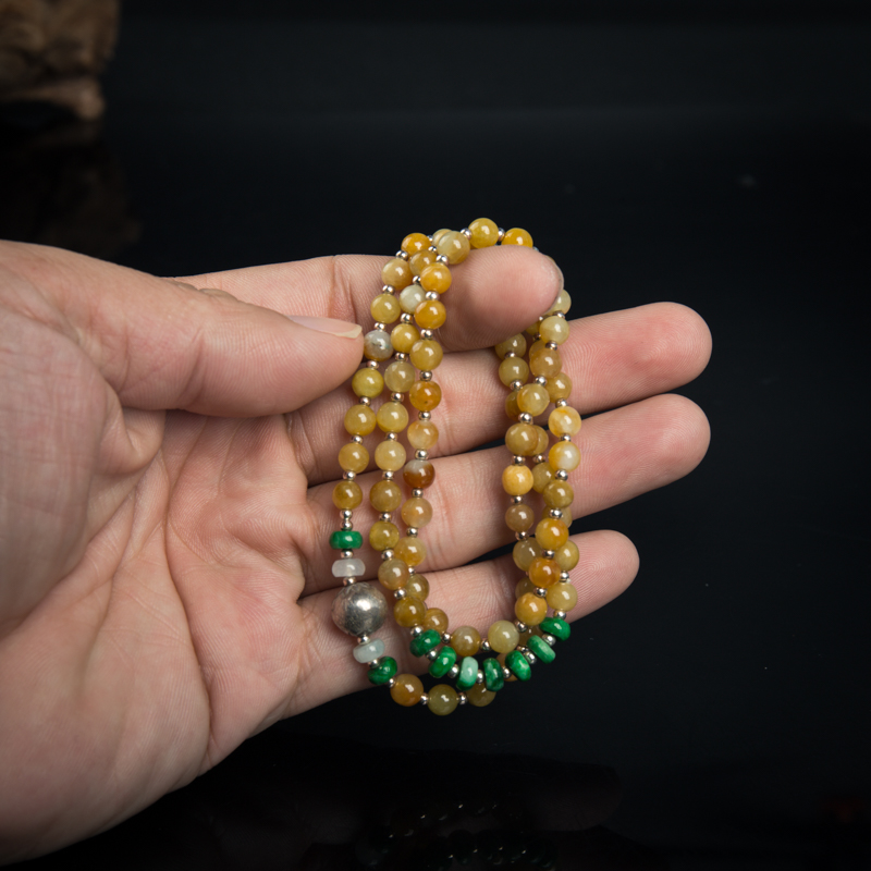 天然5.1mm糯种黄翡多圈手串-红掌柜