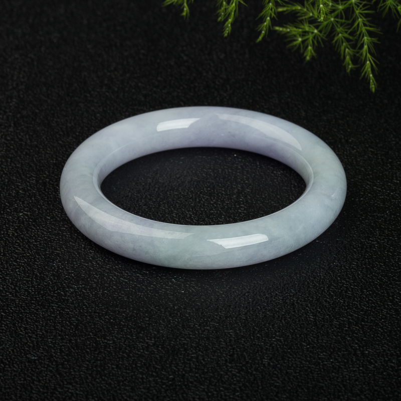 缅甸天然浅紫色翡翠圆镯-红掌柜