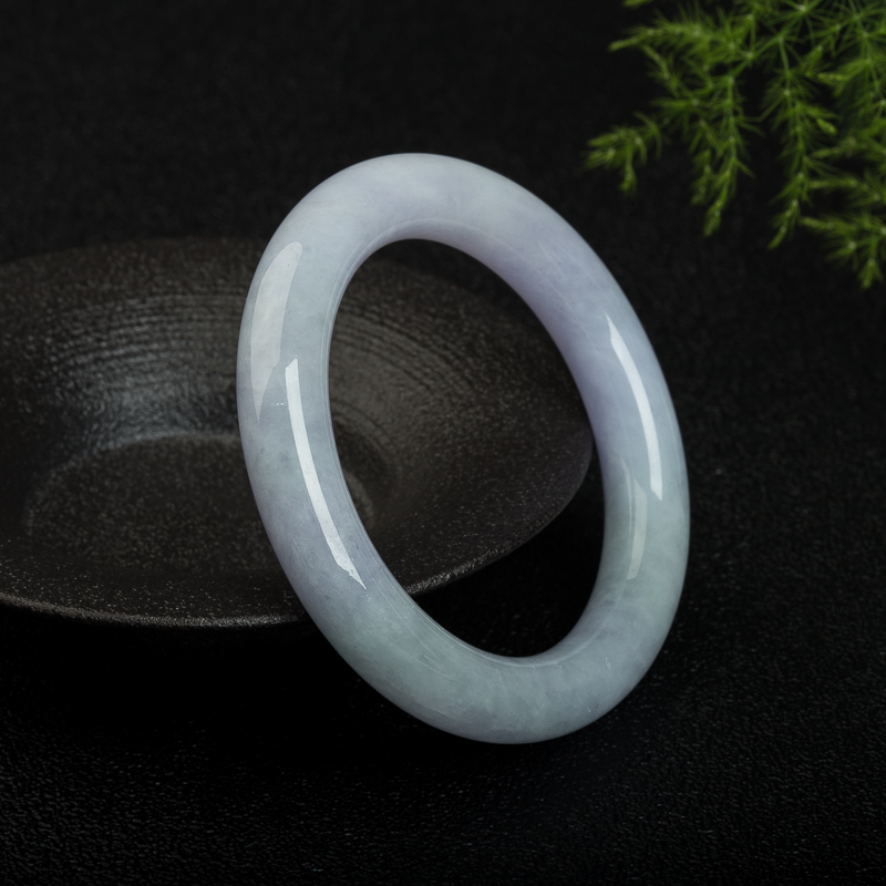 缅甸天然豆种翡翠圆镯-红掌柜