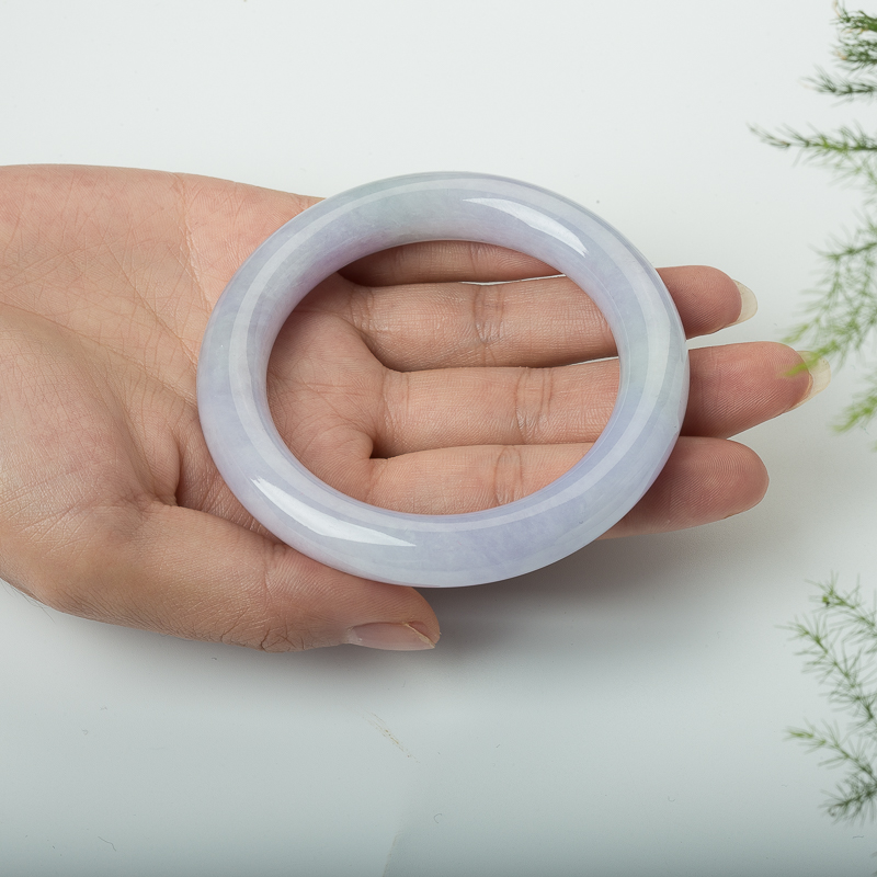 豆种浅紫色翡翠圆镯-红掌柜