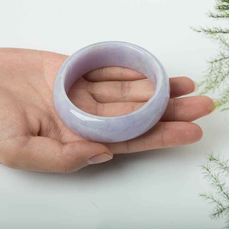 豆种浅紫色翡翠手镯-红掌柜