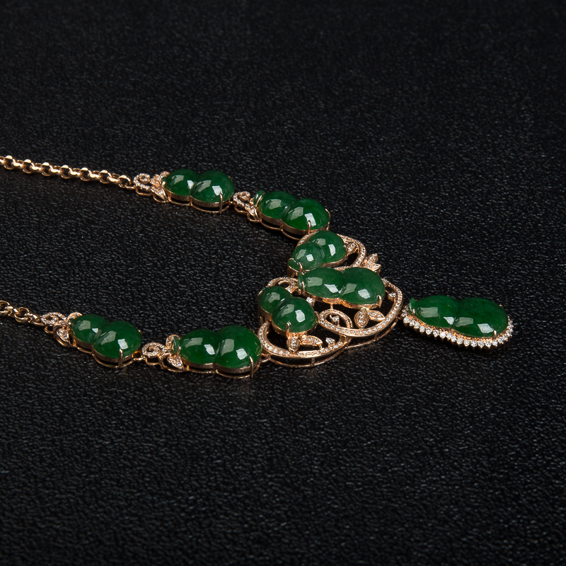 缅甸翡翠福禄项链-红掌柜