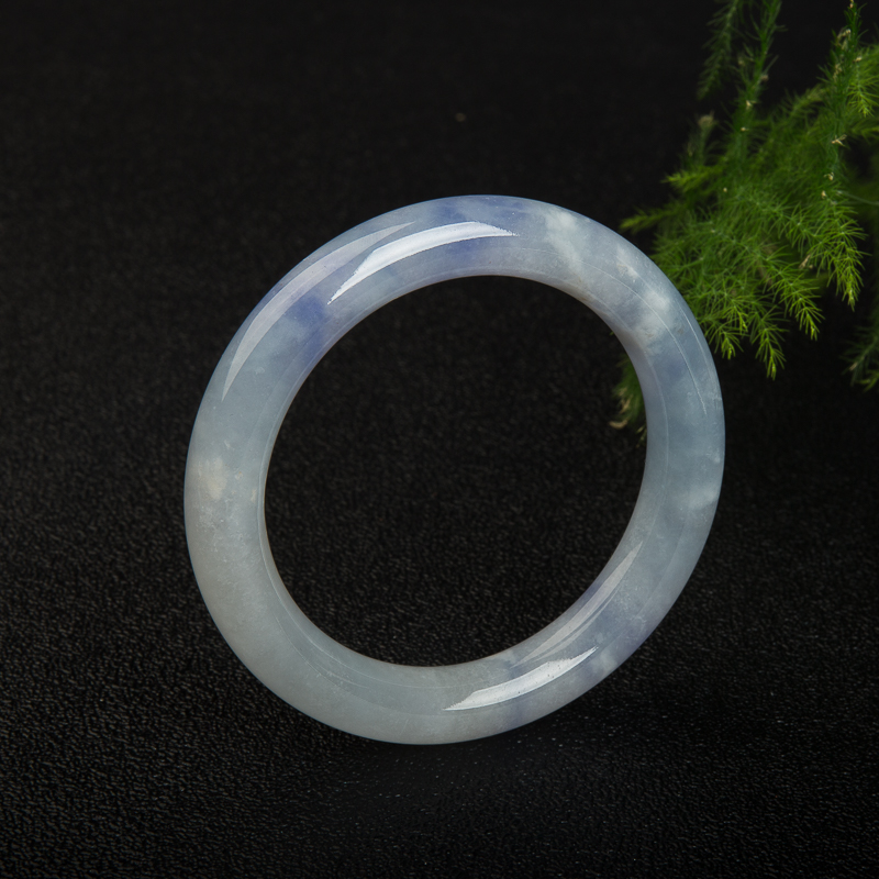 60mm糯种蓝紫翡翠圆镯-红掌柜