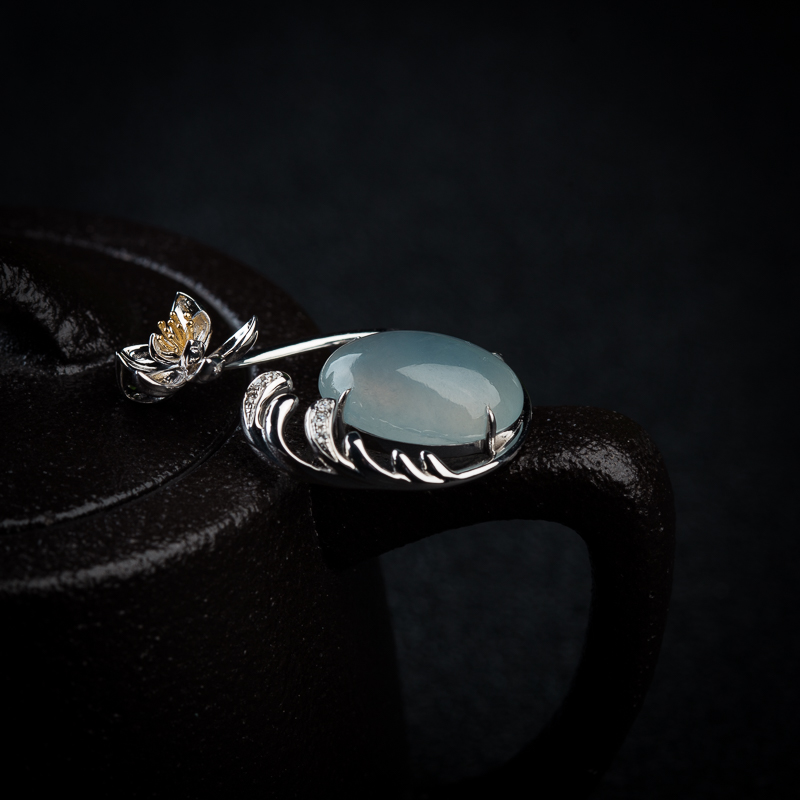 翡翠花开富贵吊坠-红掌柜