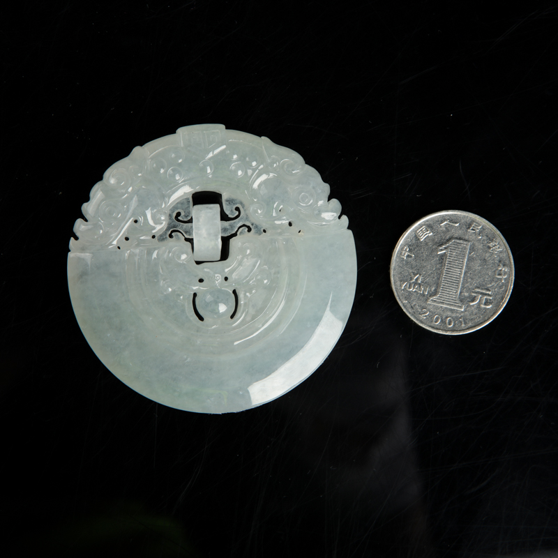 缅甸翡翠瑞兽牌吊坠-红掌柜