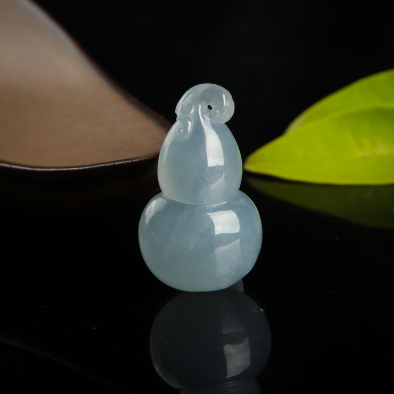 天然糯种蓝绿翡翠葫芦吊坠-红掌柜