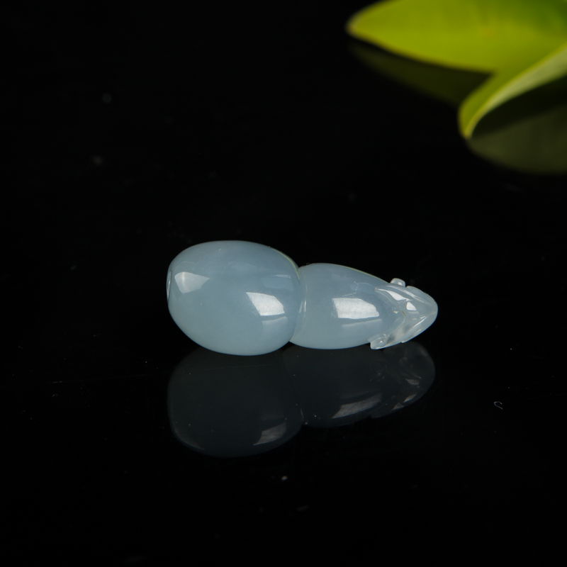 缅甸糯种蓝绿翡翠葫芦吊坠-红掌柜